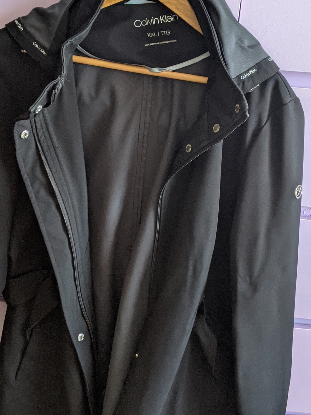 Calvin Klein Women's Black Trench Coat XXL Rain & Wind Protection